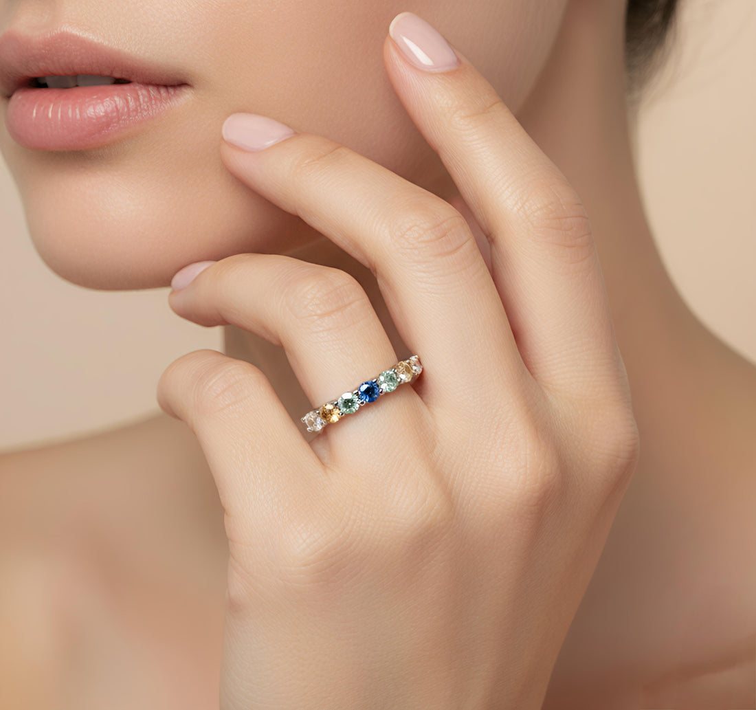 π Aurora 7 Stone Moissanite Diamond Band π