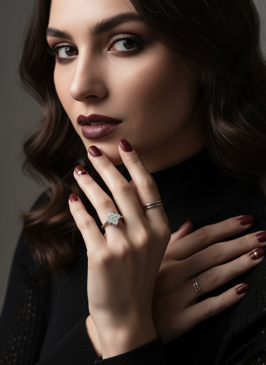 β¨ Radiant Clover Moissanite Ring β¨