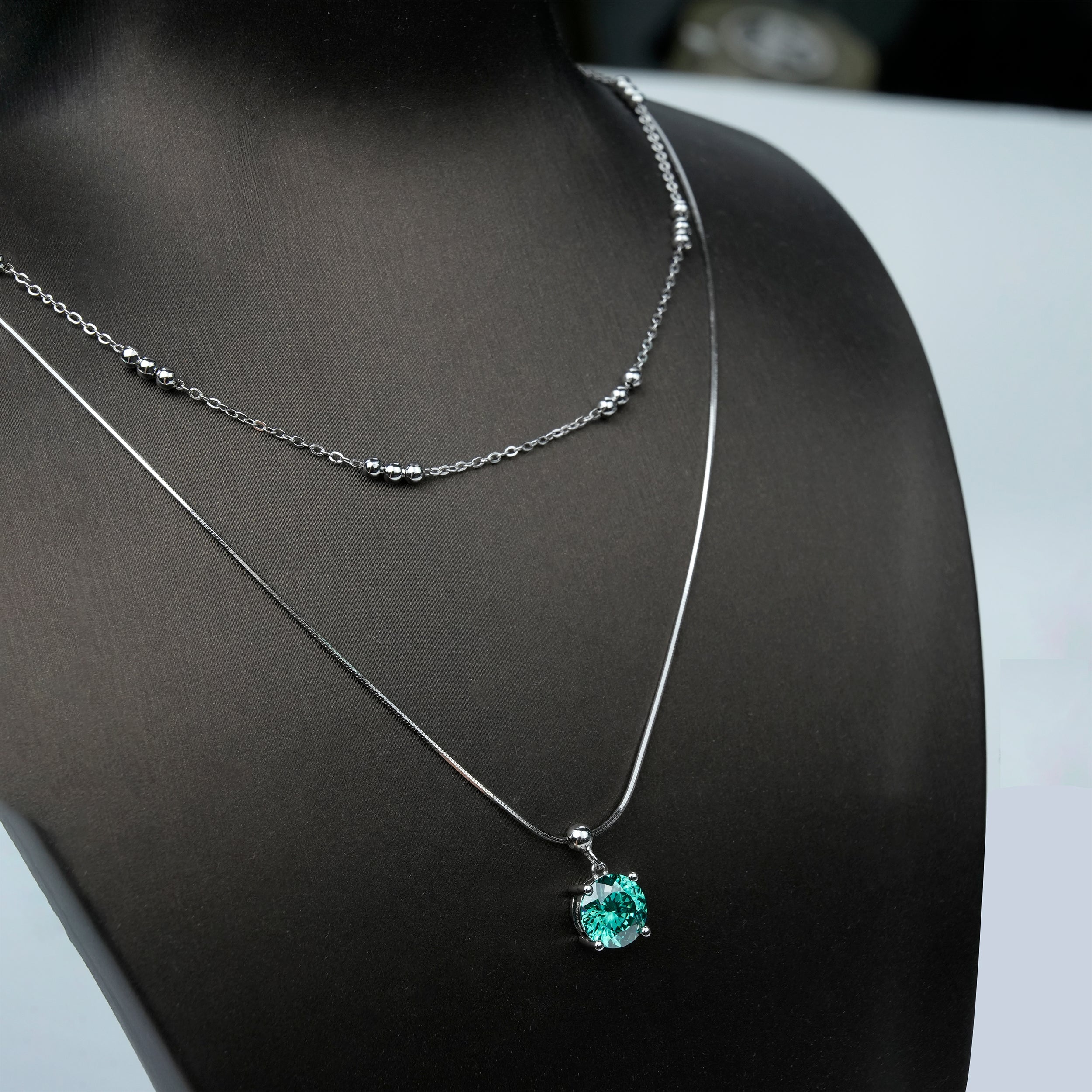 Mint Aura Moissanite Necklace