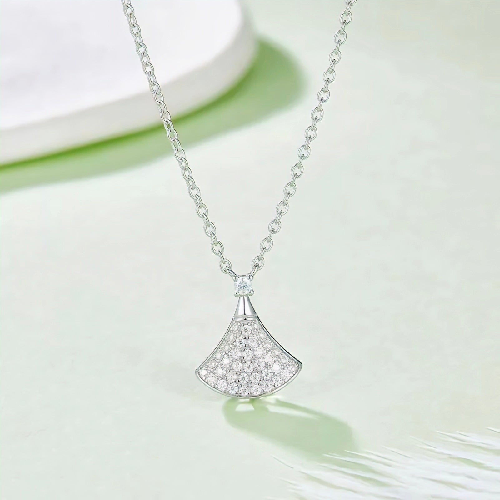 Radiant Fan Pendant Necklace | 925 Sterling Silver & Gold Plated Moissanite Necklace | 0.10 ct Center Stone | Tanishq Gems