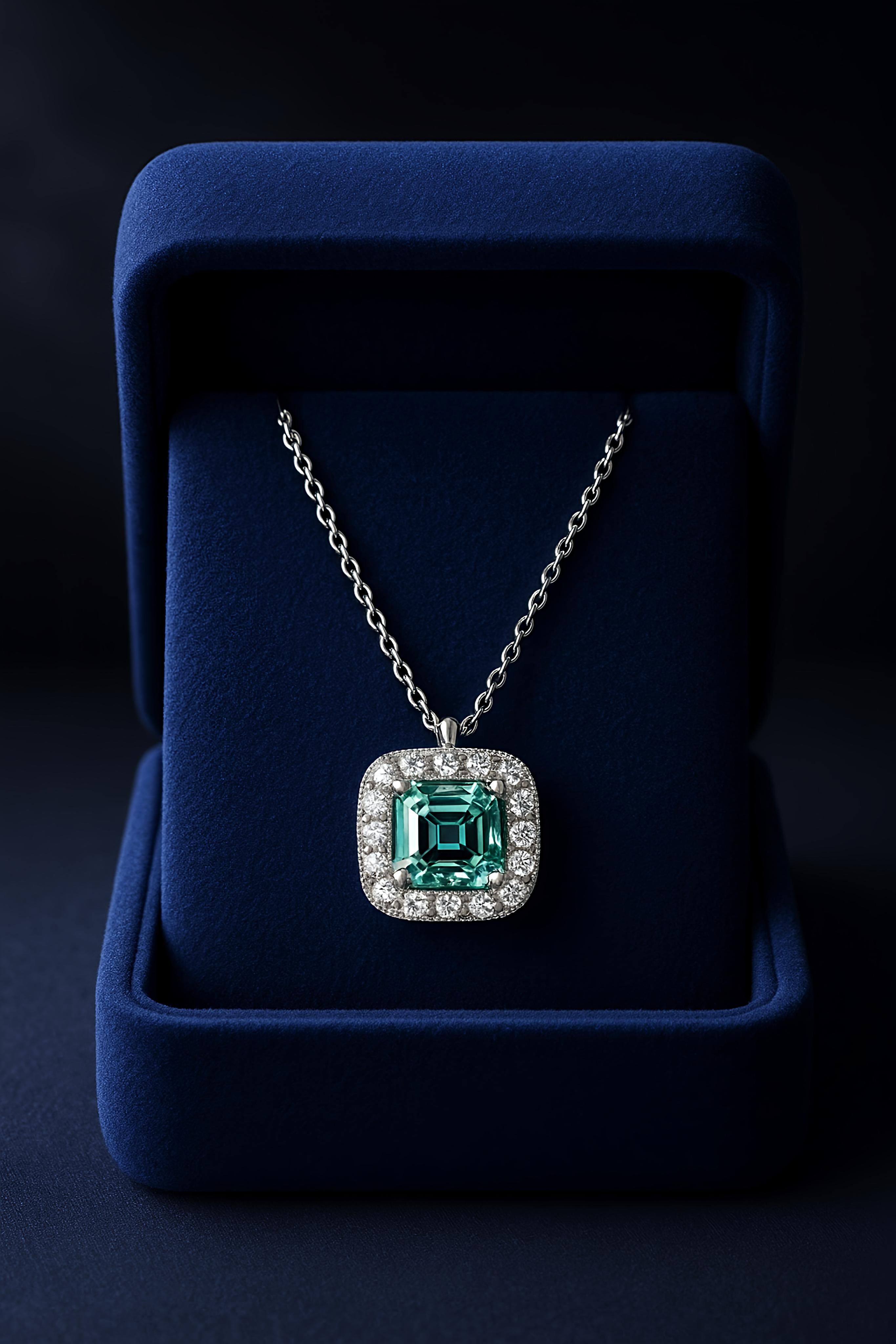 💚 Asscher Halo Necklace 💎