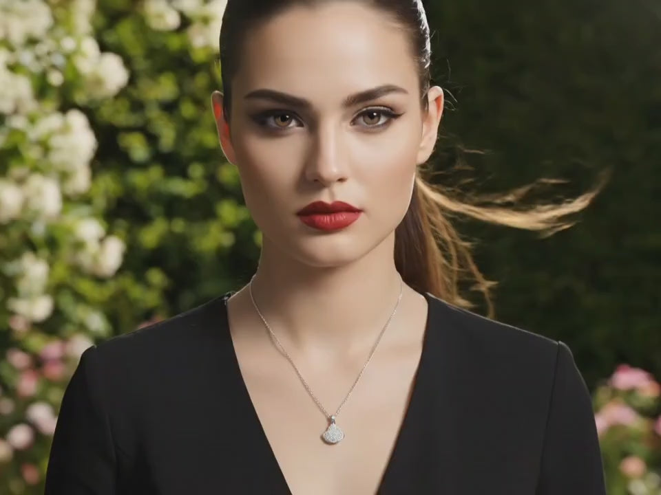 Radiant Fan Pendant Necklace | 925 Sterling Silver & Gold Plated Moissanite Necklace | 0.10 ct Center Stone | Tanishq Gems