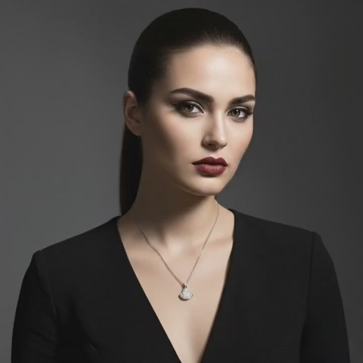 Radiant Fan Pendant Necklace | 925 Sterling Silver & Gold Plated Moissanite Necklace | 0.10 ct Center Stone | Tanishq Gems