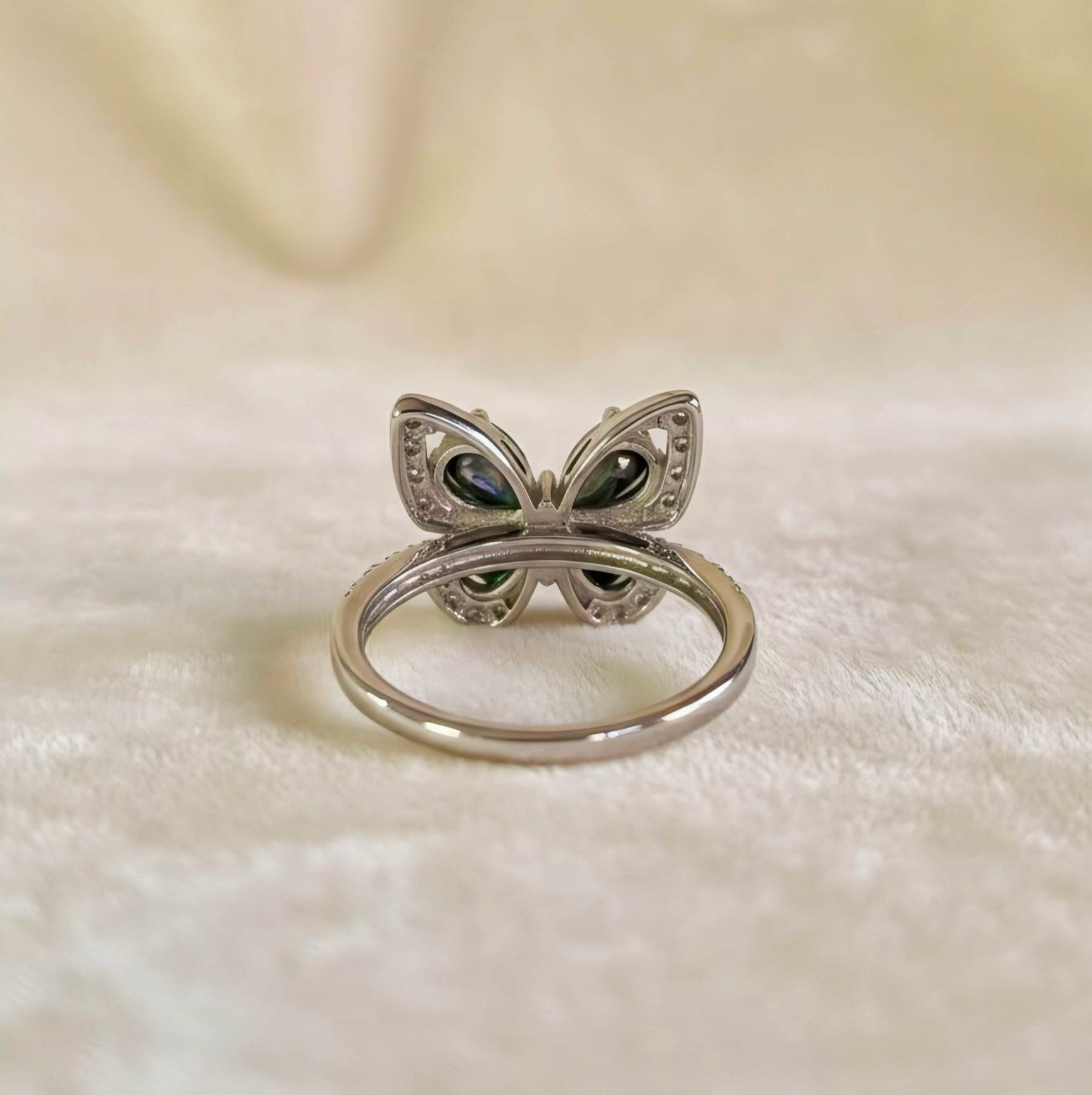 🖤 “Midnight Flutter” Butterfly Ring 🦋