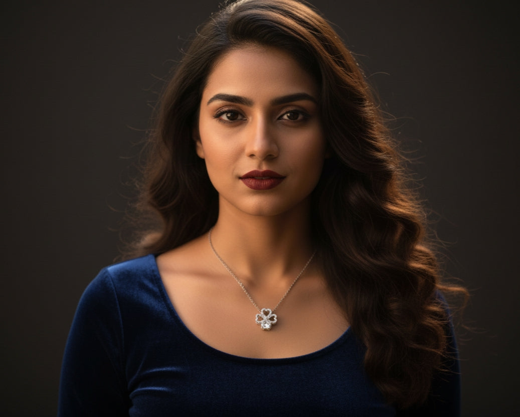 Amora Clover Moissanite Necklace 💖 | 0.80 Ct Heart Diamond Pendant in 925 Sterling Silver