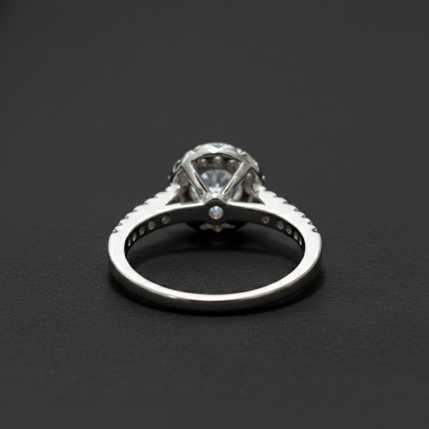 Celesto Halo Moissanite Ring ✨ | 1 Carat Round Diamond Halo Ring in 925 Sterling Silver
