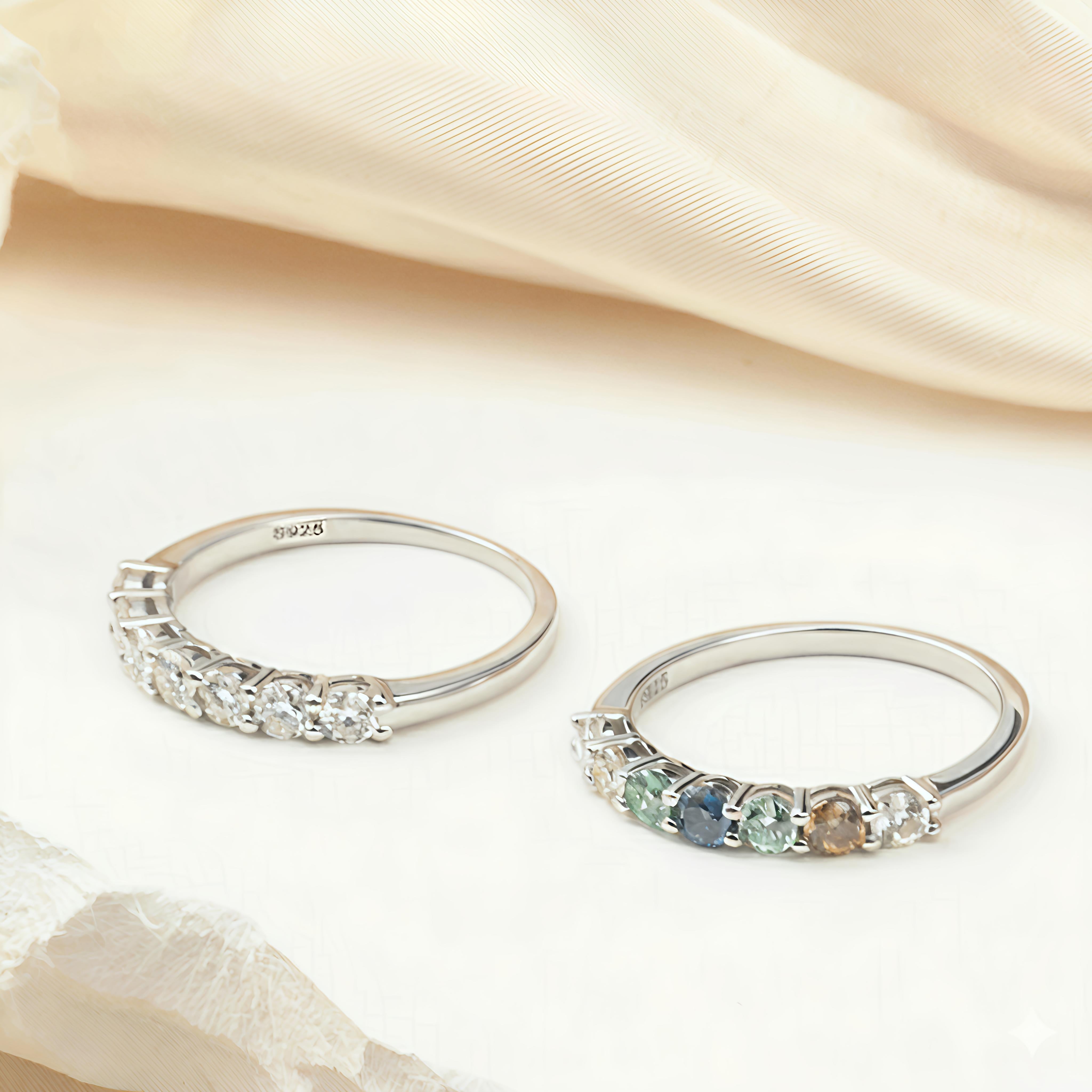 💍 Aurora 7 Stone Moissanite Diamond Band 💎