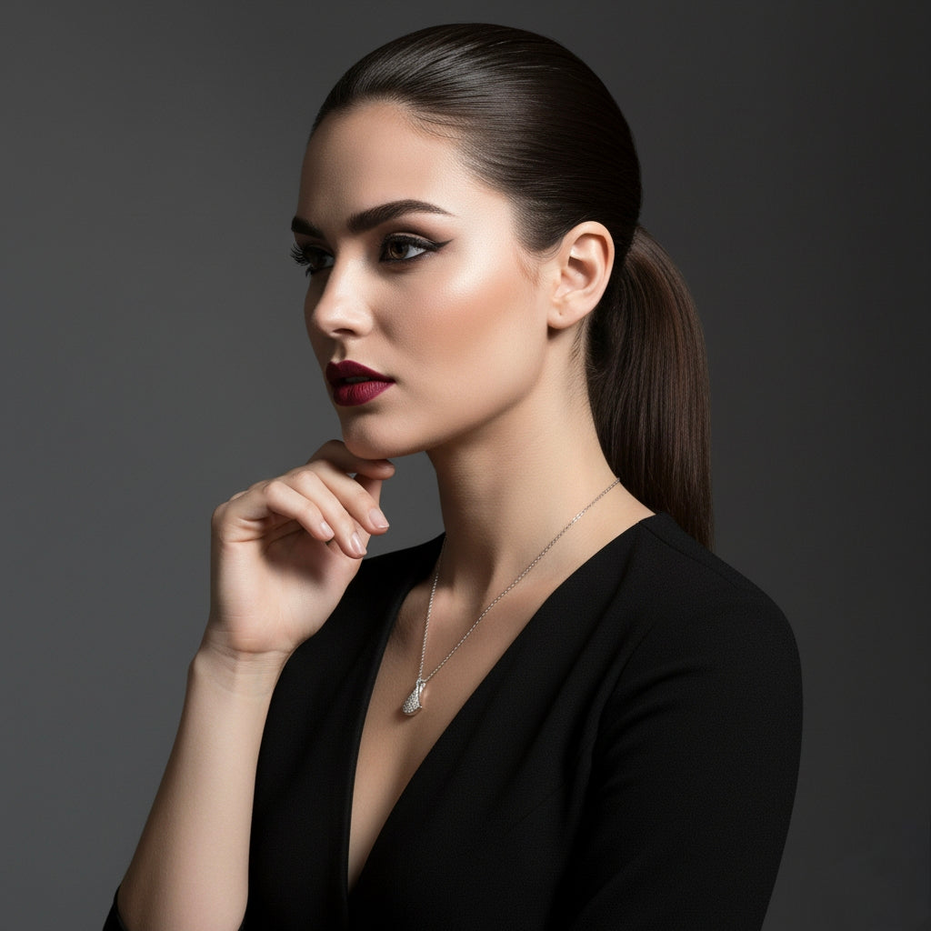 Radiant Fan Pendant Necklace | 925 Sterling Silver & Gold Plated Moissanite Necklace | 0.10 ct Center Stone | Tanishq Gems