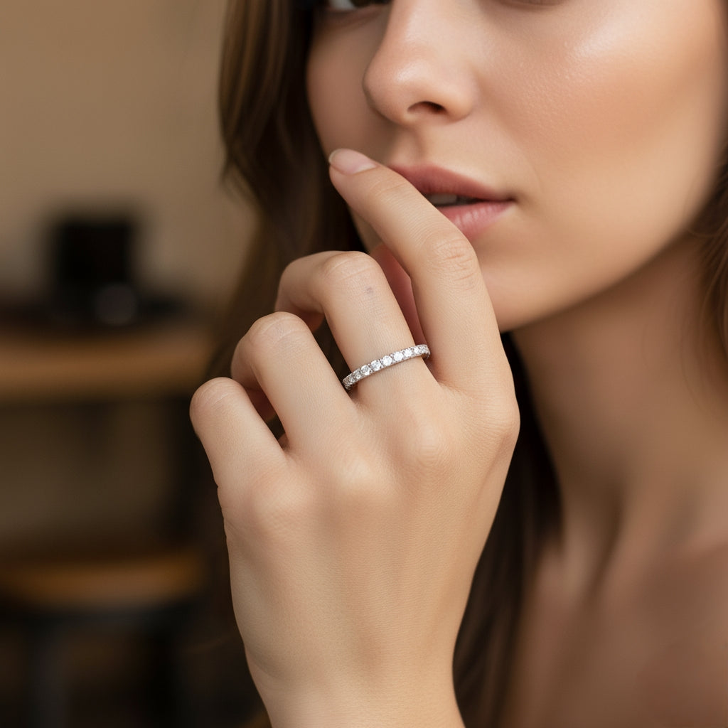 Diamond Eternity Band Ring – Moissanite Diamond Full Eternity Ring in 925 Sterling Silver 💎 | Elegant Wedding & Anniversary Band