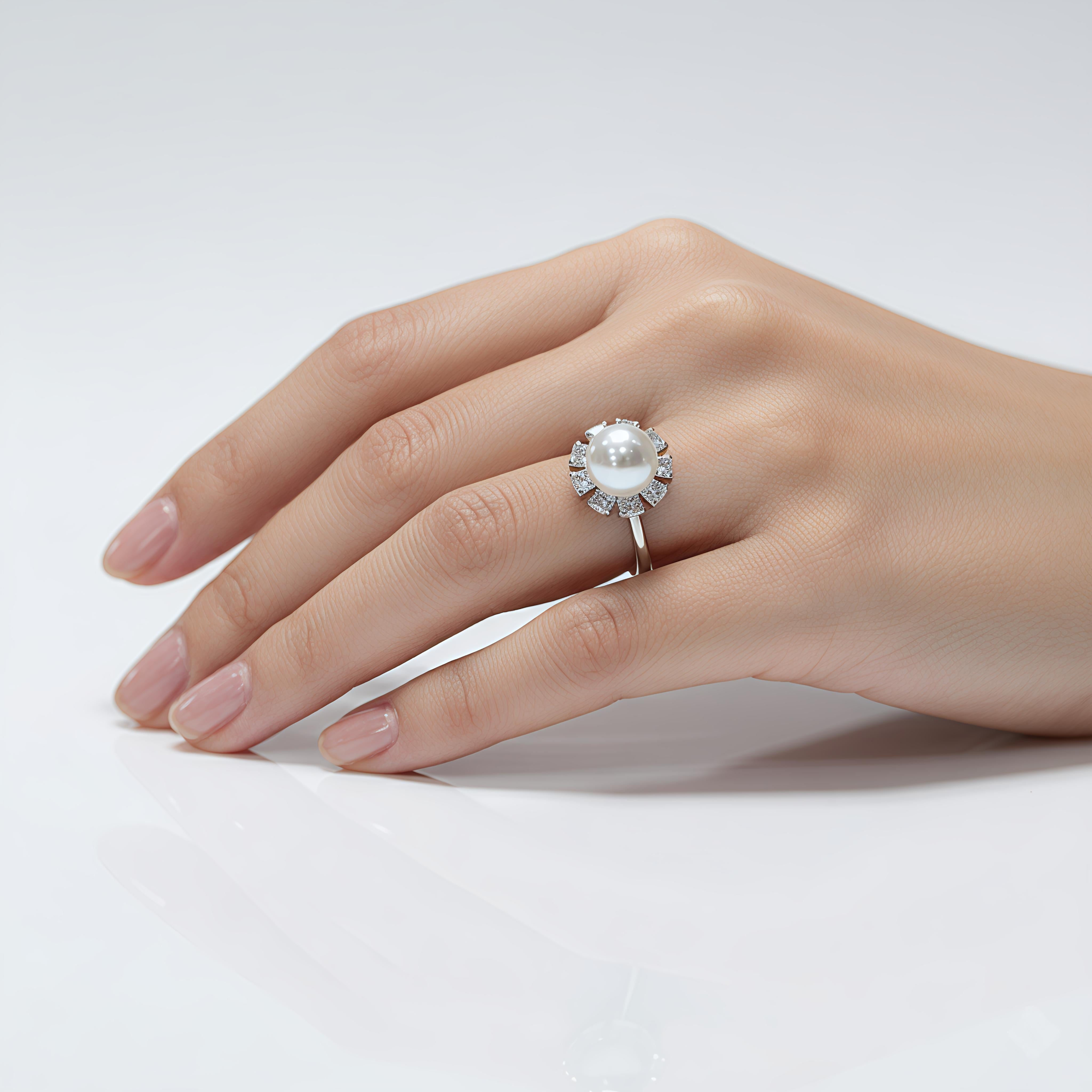 🌙 Starlight Pearl Bloom Ring 🌸