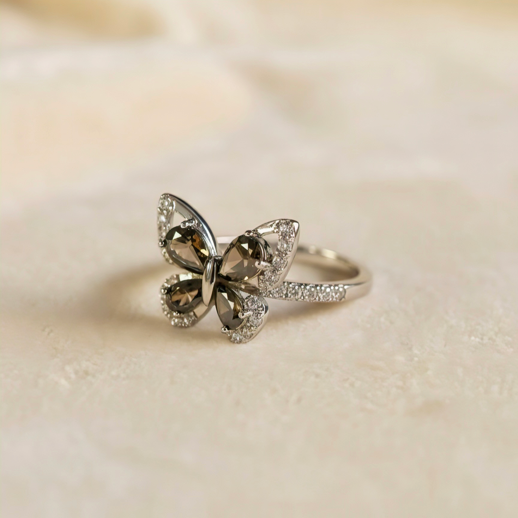 🖤 “Midnight Flutter” Butterfly Ring 🦋