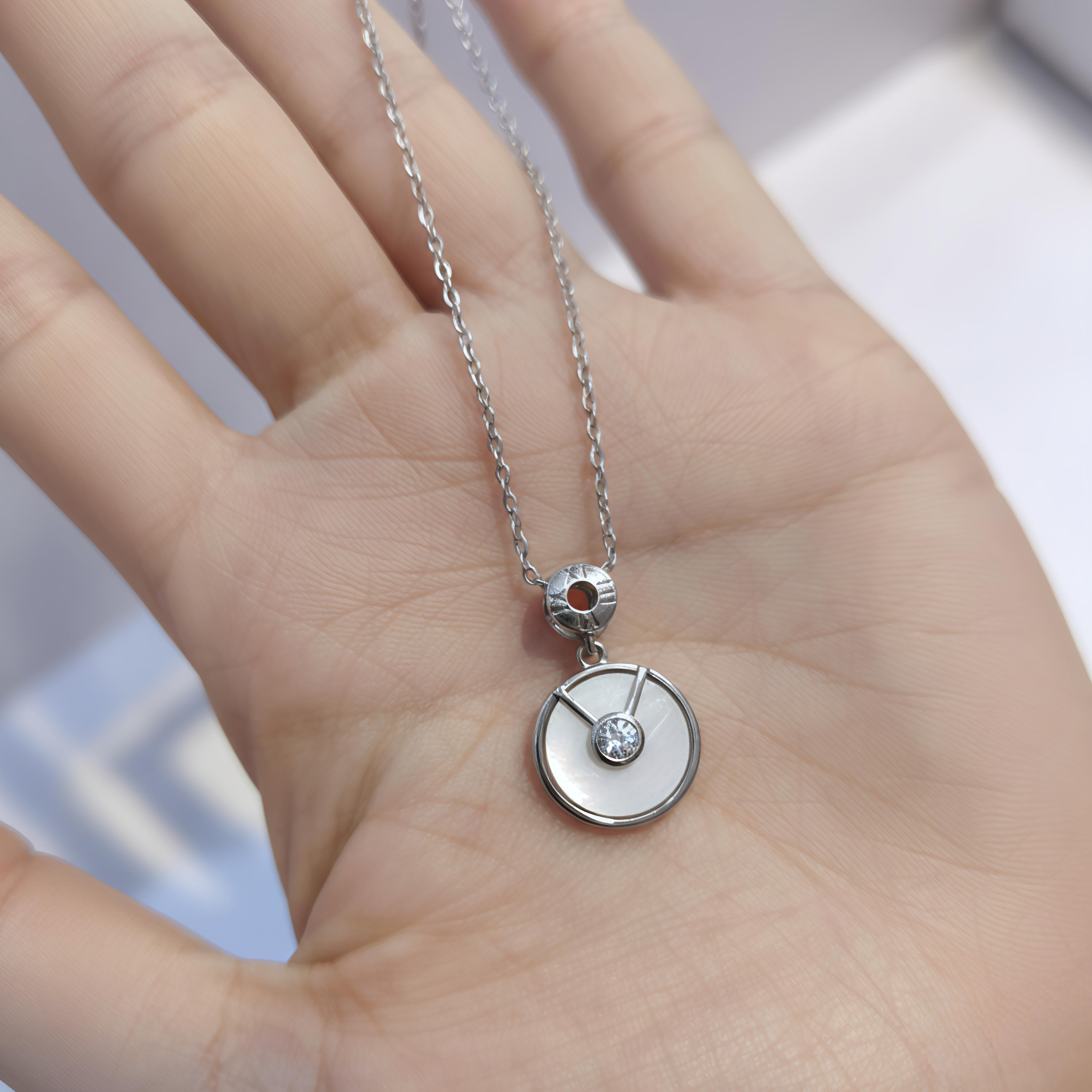 Aurelia Pearl Glow Moissanite Necklace ✨ | 0.10 Ct Diamond Center with Mother-of-Pearl Design in 925 Sterling Silver