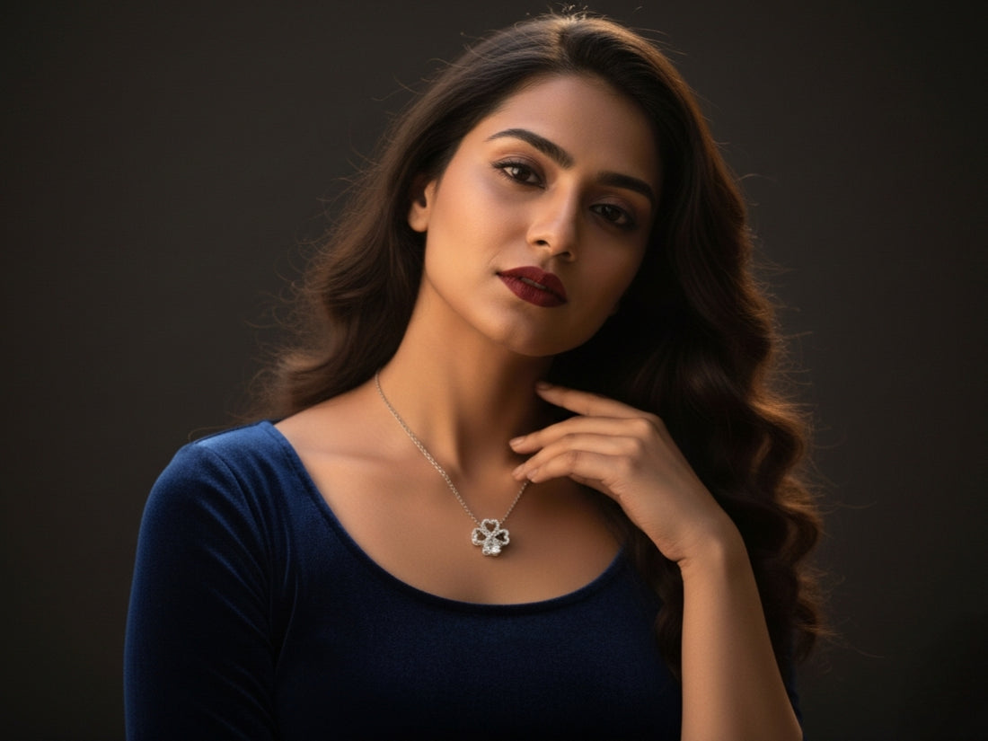 Amora Clover Moissanite Necklace 💖 | 0.80 Ct Heart Diamond Pendant in 925 Sterling Silver