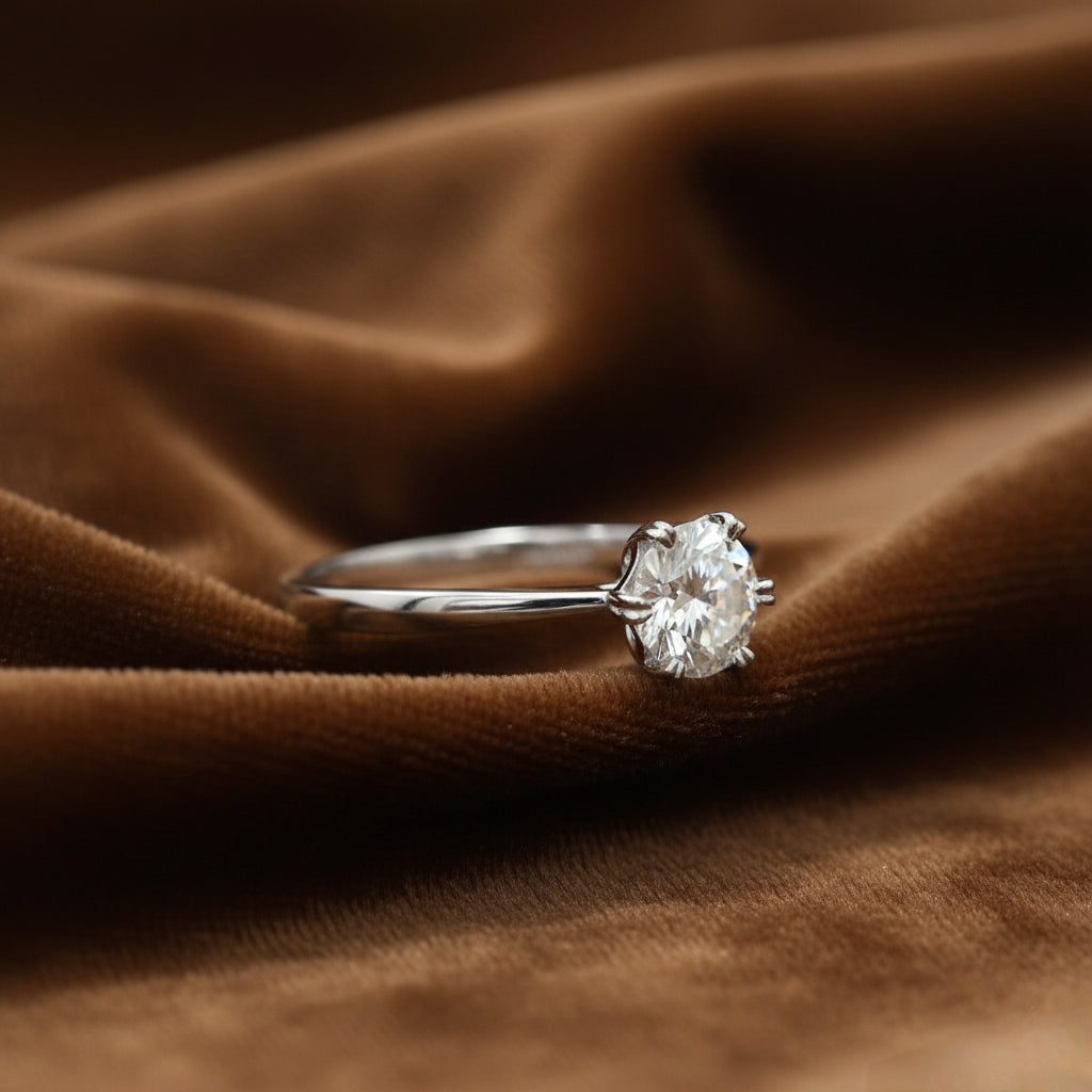 Eternal Spark Moissanite Ring – 1 Carat Round Moissanite Diamond Ring in 925 Sterling Silver 💎 | Elegant Promise & Engagement Ring