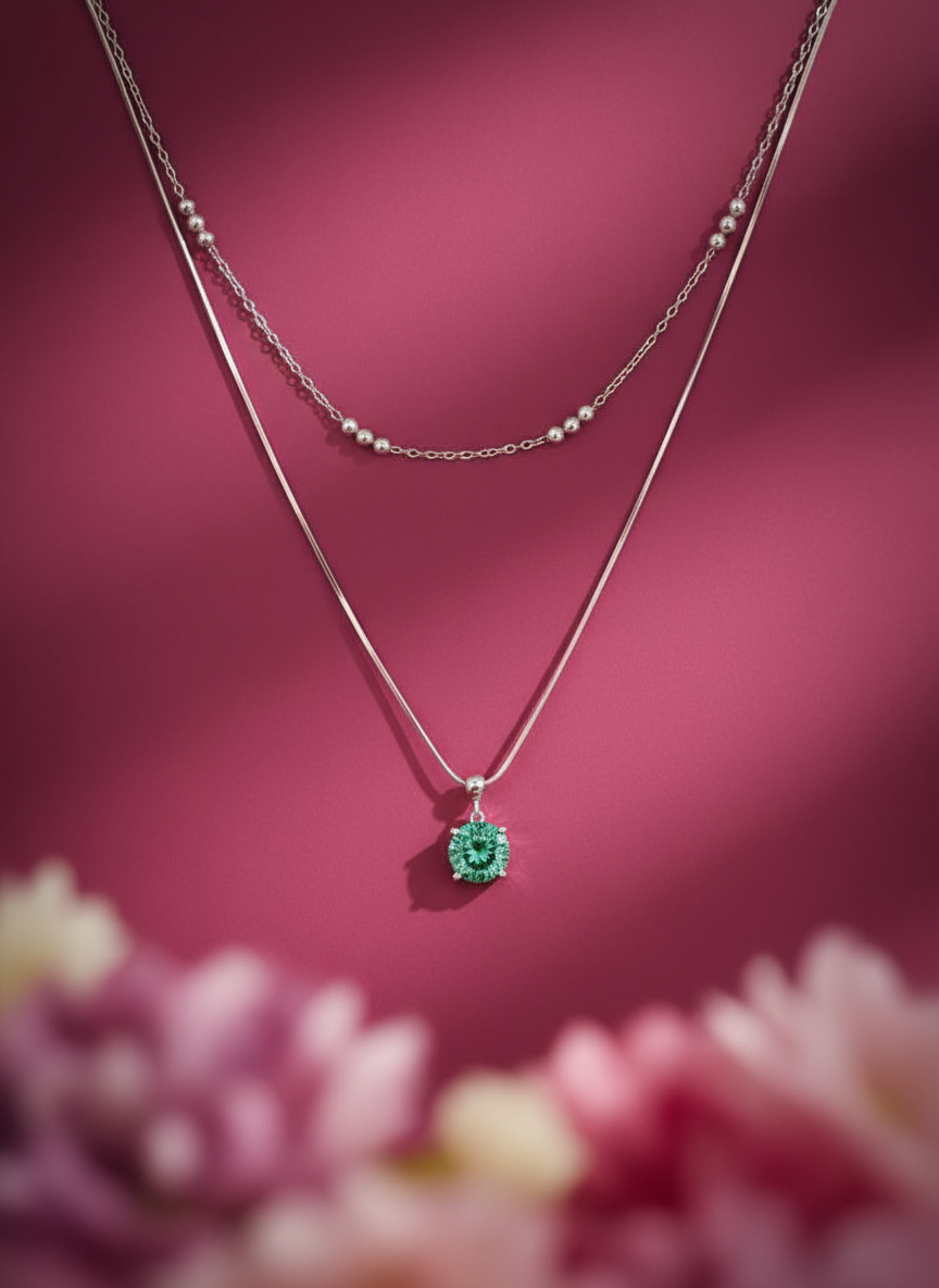 Mint Aura Moissanite Necklace
