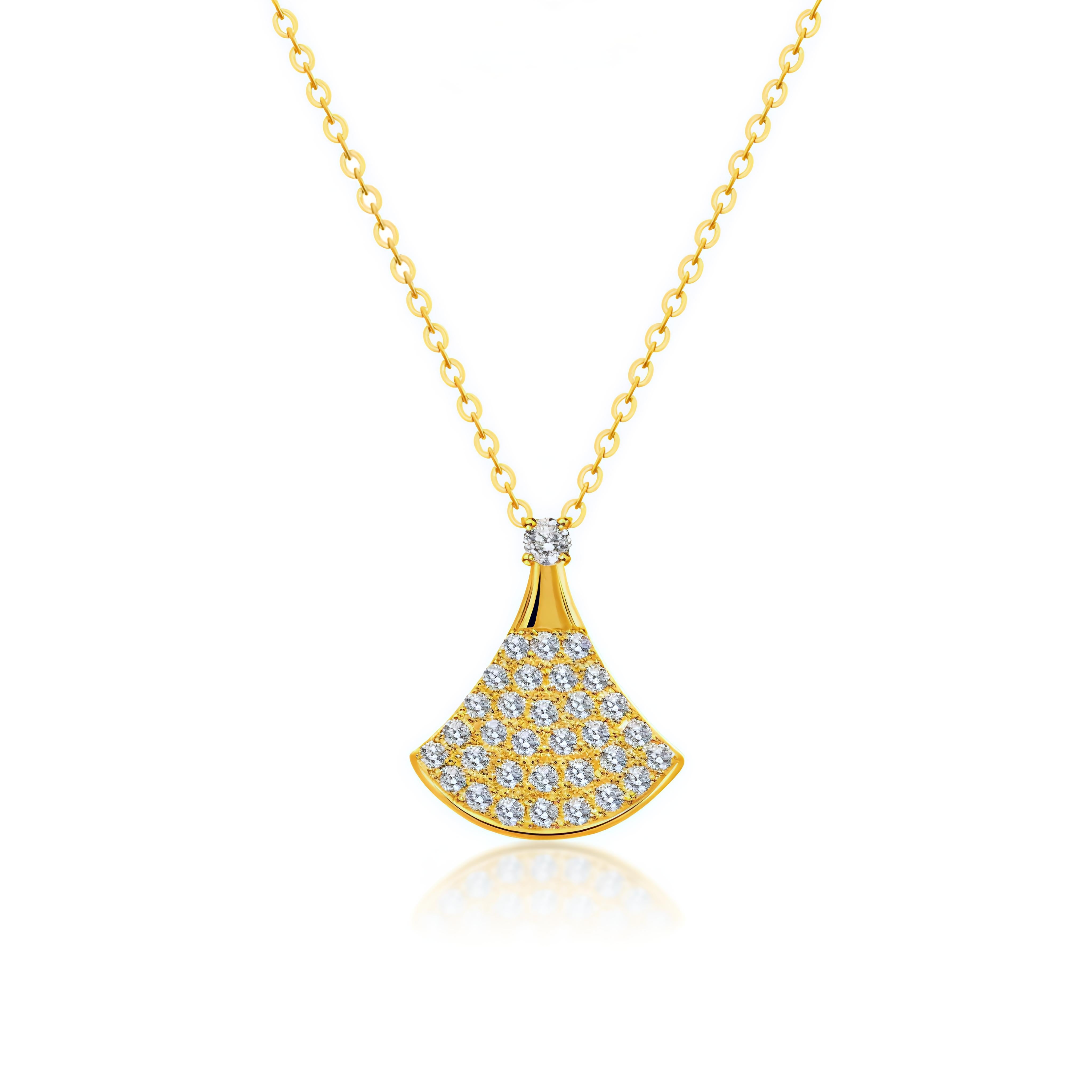 Radiant Fan Pendant Necklace | 925 Sterling Silver & Gold Plated Moissanite Necklace | 0.10 ct Center Stone | Tanishq Gems