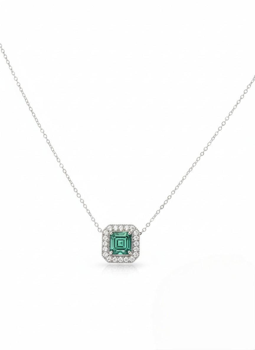💚 Asscher Halo Necklace 💎