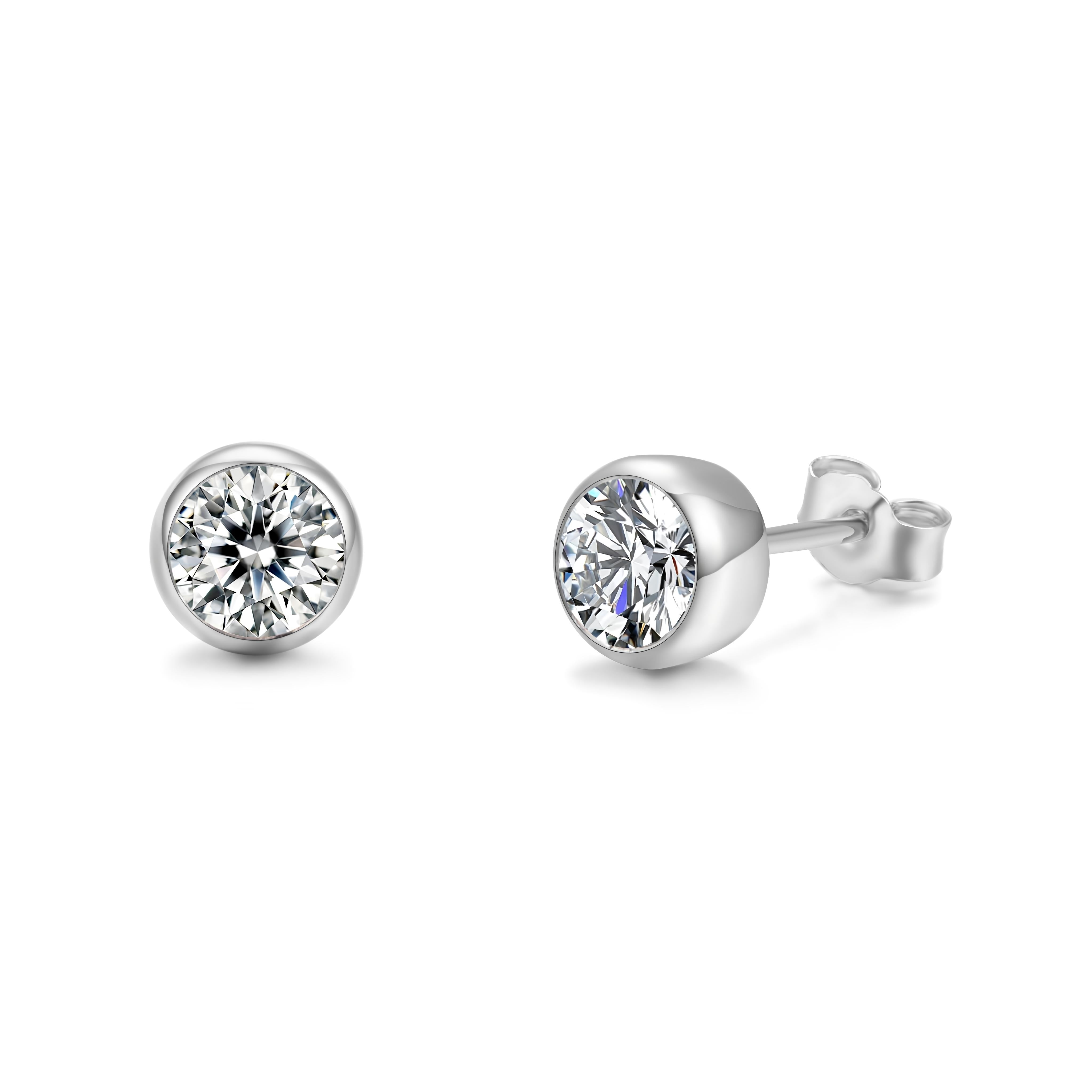 Eternal Glow Moissanite Stud Earrings – 1 Carat Round Moissanite Diamond Earrings in 925 Sterling Silver 💎 | Classic & Timeless Elegance