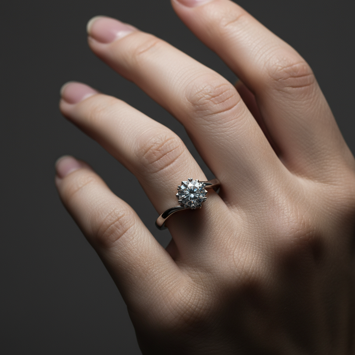 Eterna Spark – 0.50 Ct Moissanite Solitaire Ring ✨ | Six-Heart Prong Diamond Ring in 925 Sterling Silver