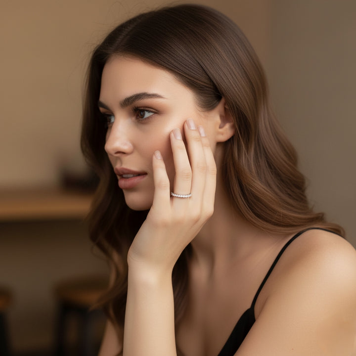 Diamond Eternity Band Ring – Moissanite Diamond Full Eternity Ring in 925 Sterling Silver 💎 | Elegant Wedding & Anniversary Band