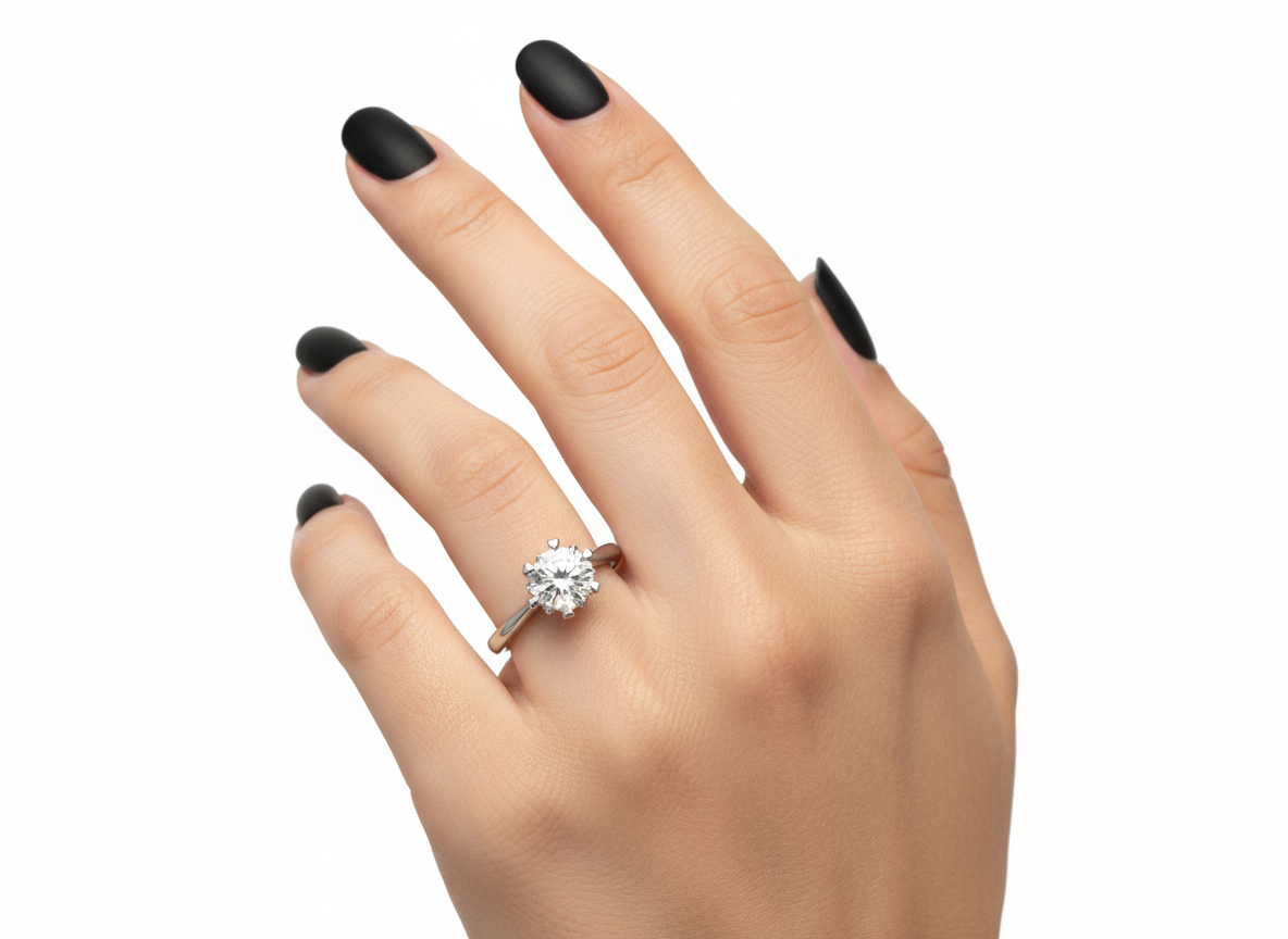 Eternal Spark Moissanite Ring – 1 Carat Round Moissanite Diamond Ring in 925 Sterling Silver 💎 | Elegant Promise & Engagement Ring