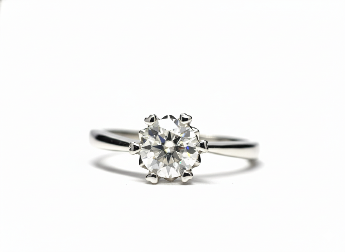 Eternal Spark Moissanite Ring – 1 Carat Round Moissanite Diamond Ring in 925 Sterling Silver 💎 | Elegant Promise & Engagement Ring