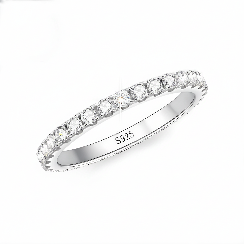 Diamond Eternity Band Ring – Moissanite Diamond Full Eternity Ring in 925 Sterling Silver 💎 | Elegant Wedding & Anniversary Band