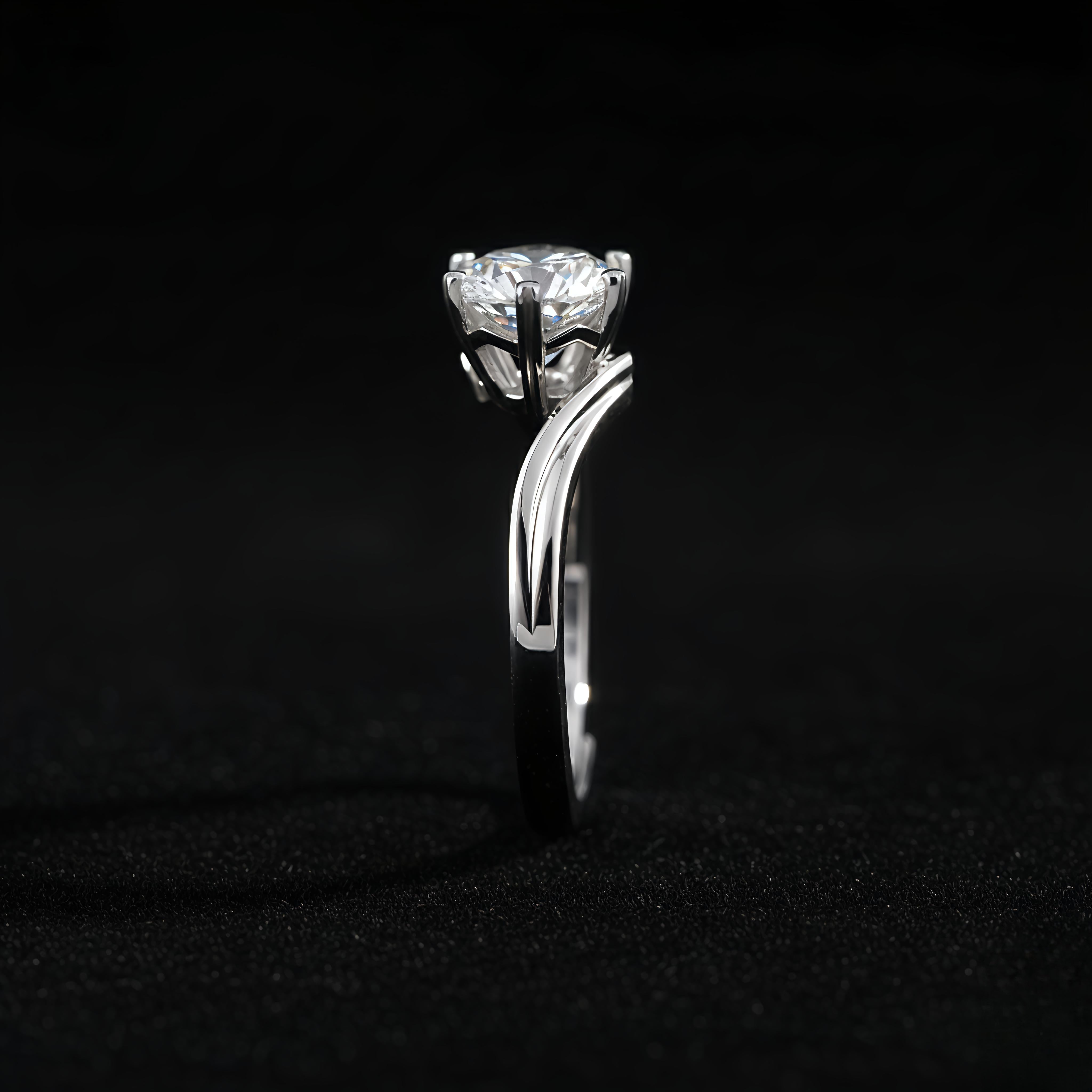 Eterna Spark – 0.50 Ct Moissanite Solitaire Ring ✨ | Six-Heart Prong Diamond Ring in 925 Sterling Silver