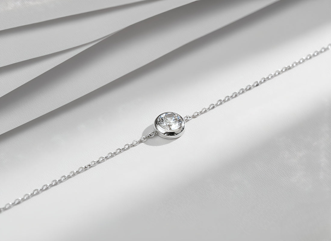 ✨ 1 Carat Moissanite Bezel-Set Silver Bracelet