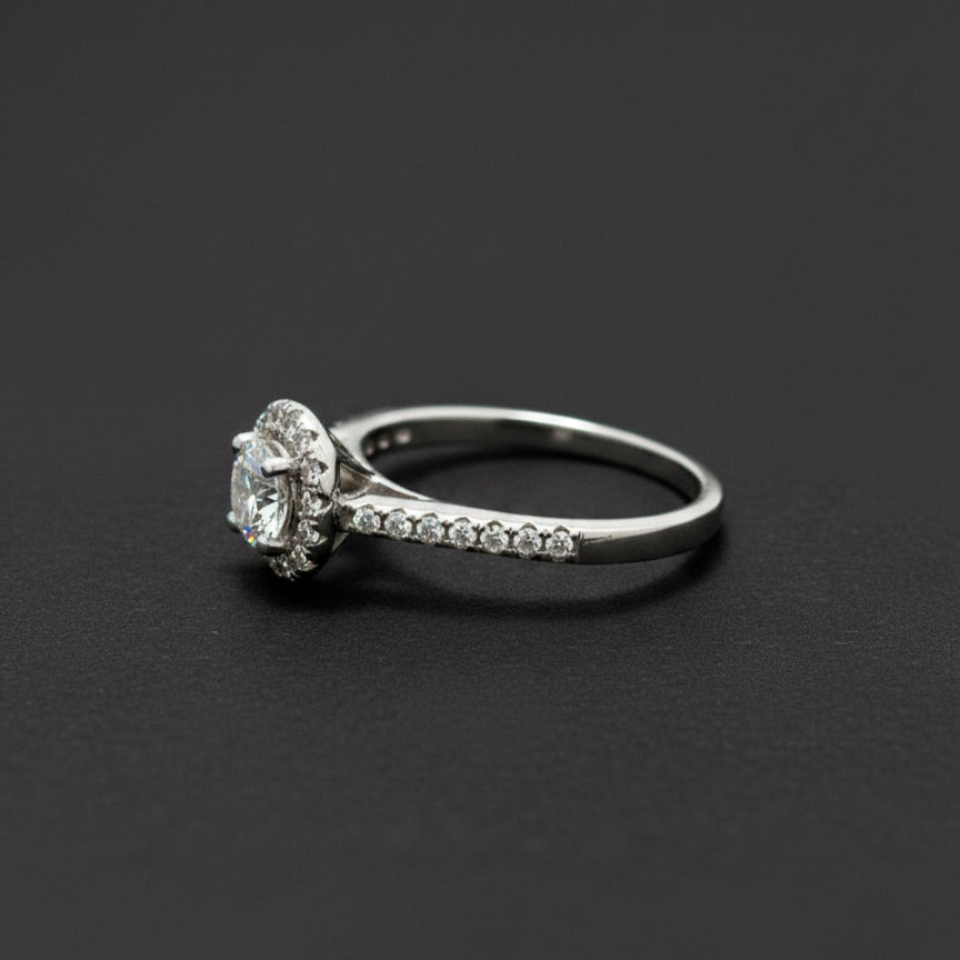 Celesto Halo Moissanite Ring ✨ | 1 Carat Round Diamond Halo Ring in 925 Sterling Silver