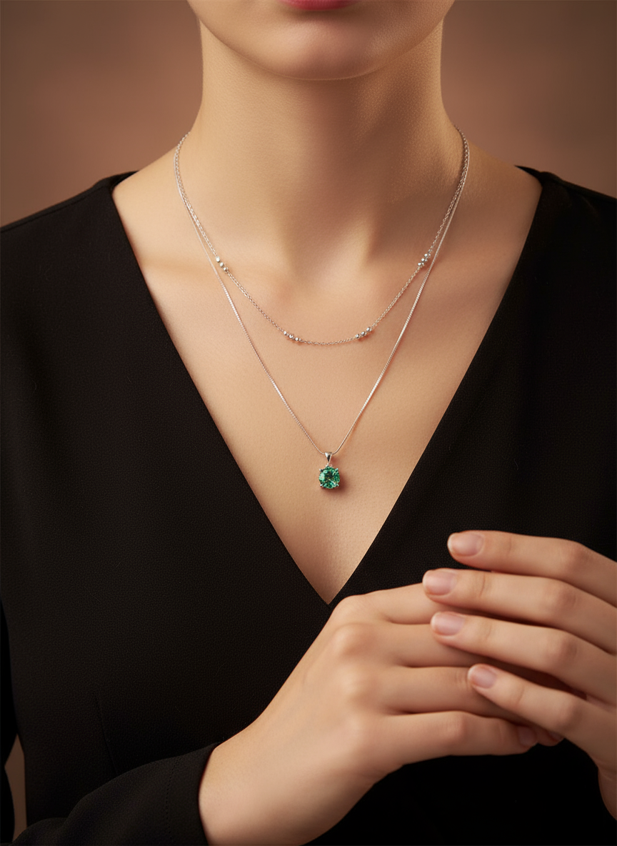 Mint Aura Moissanite Necklace