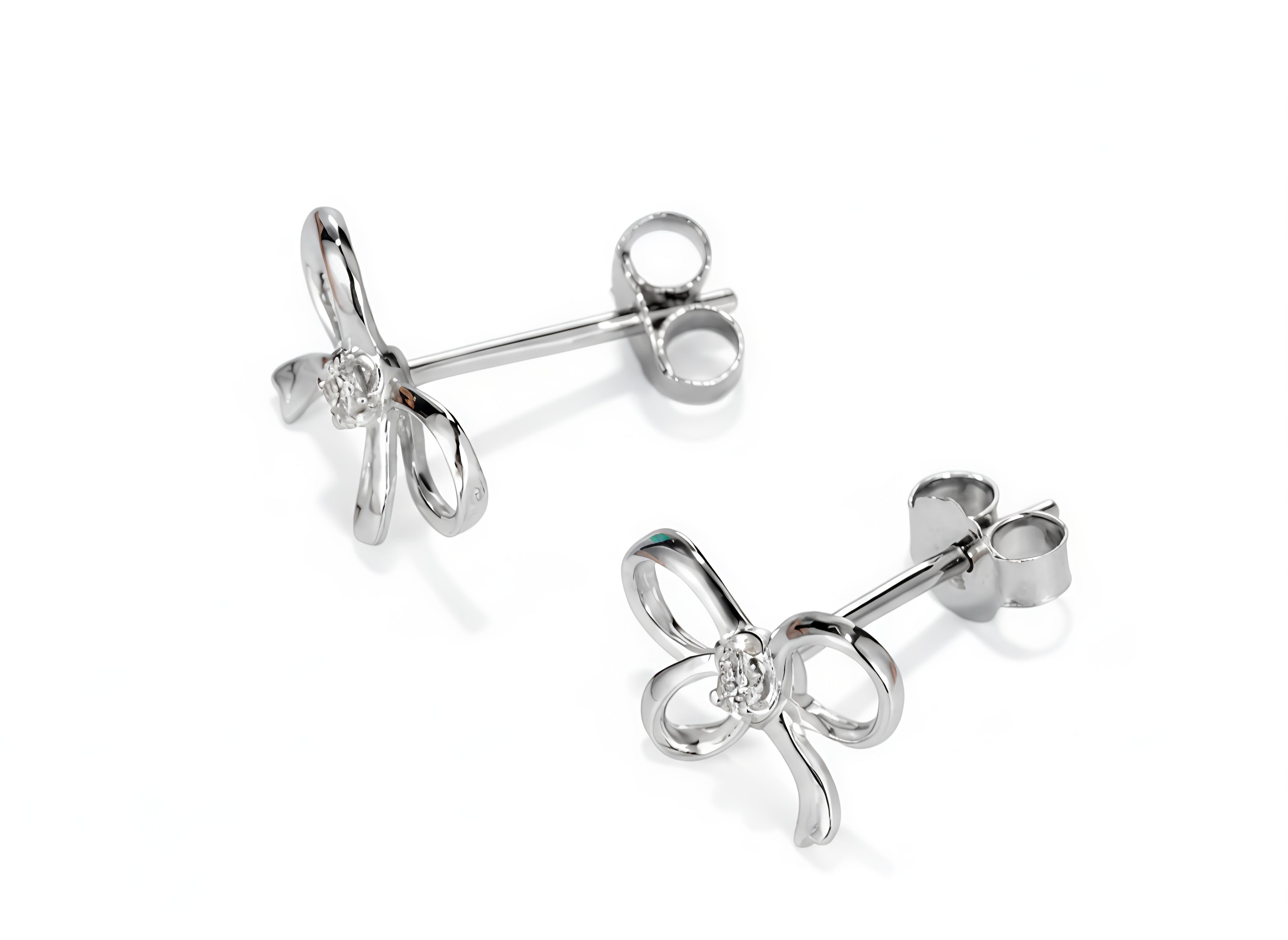Elegant Silver Bow Earrings – 925 Sterling Silver Ribbon Design Earrings 💎 | Timeless, Feminine & Modern Jewelry