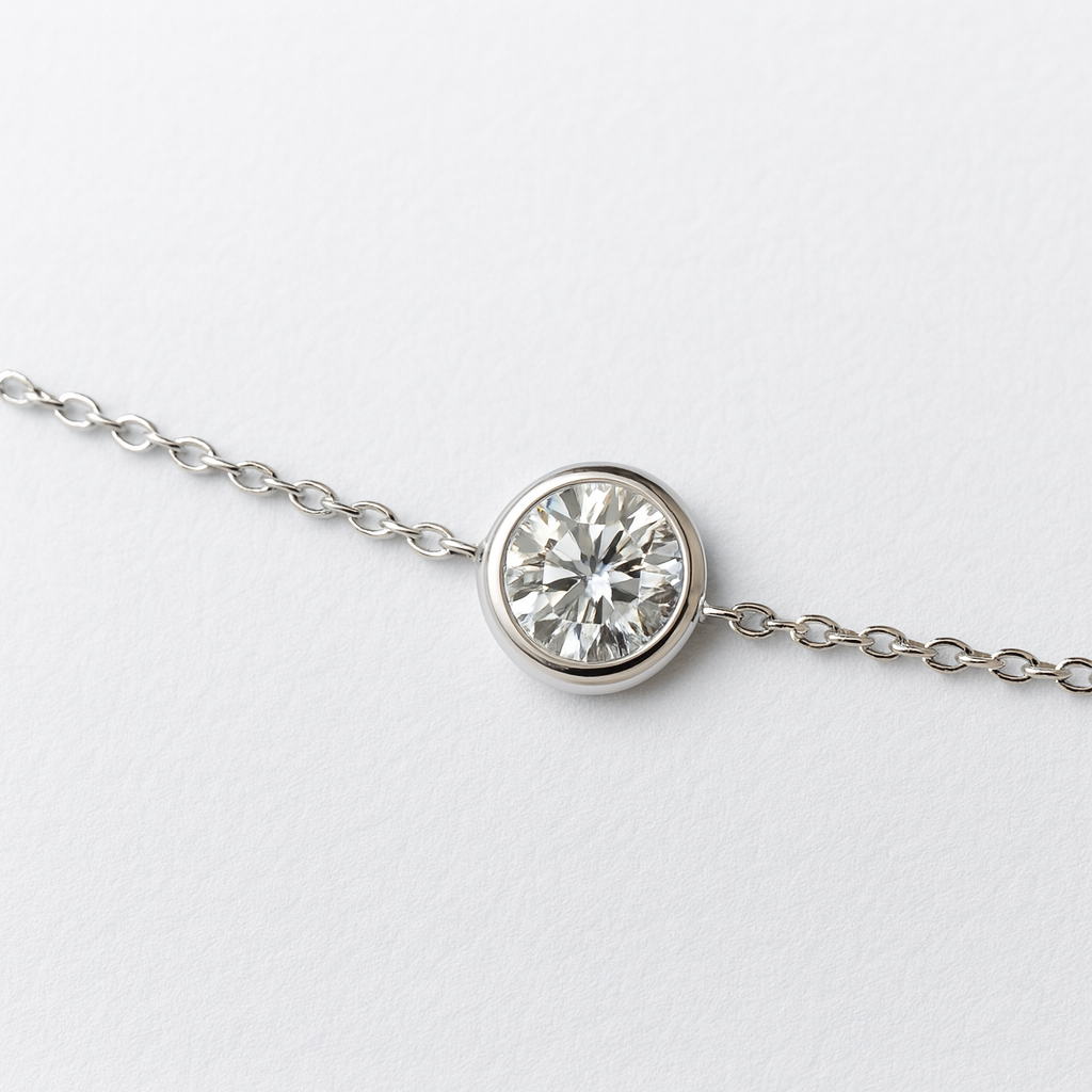 ✨ 1 Carat Moissanite Bezel-Set Silver Bracelet