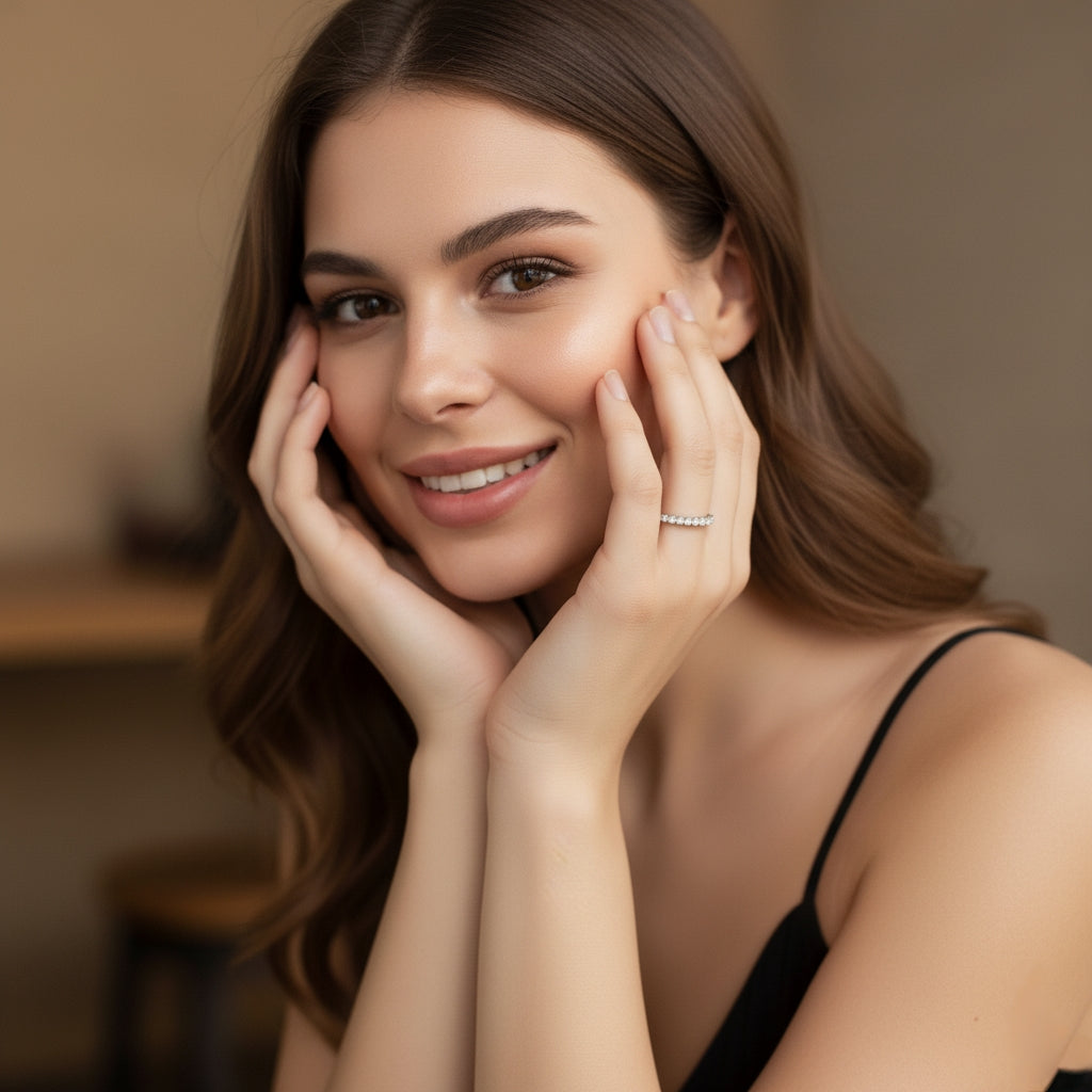 Diamond Eternity Band Ring – Moissanite Diamond Full Eternity Ring in 925 Sterling Silver 💎 | Elegant Wedding & Anniversary Band