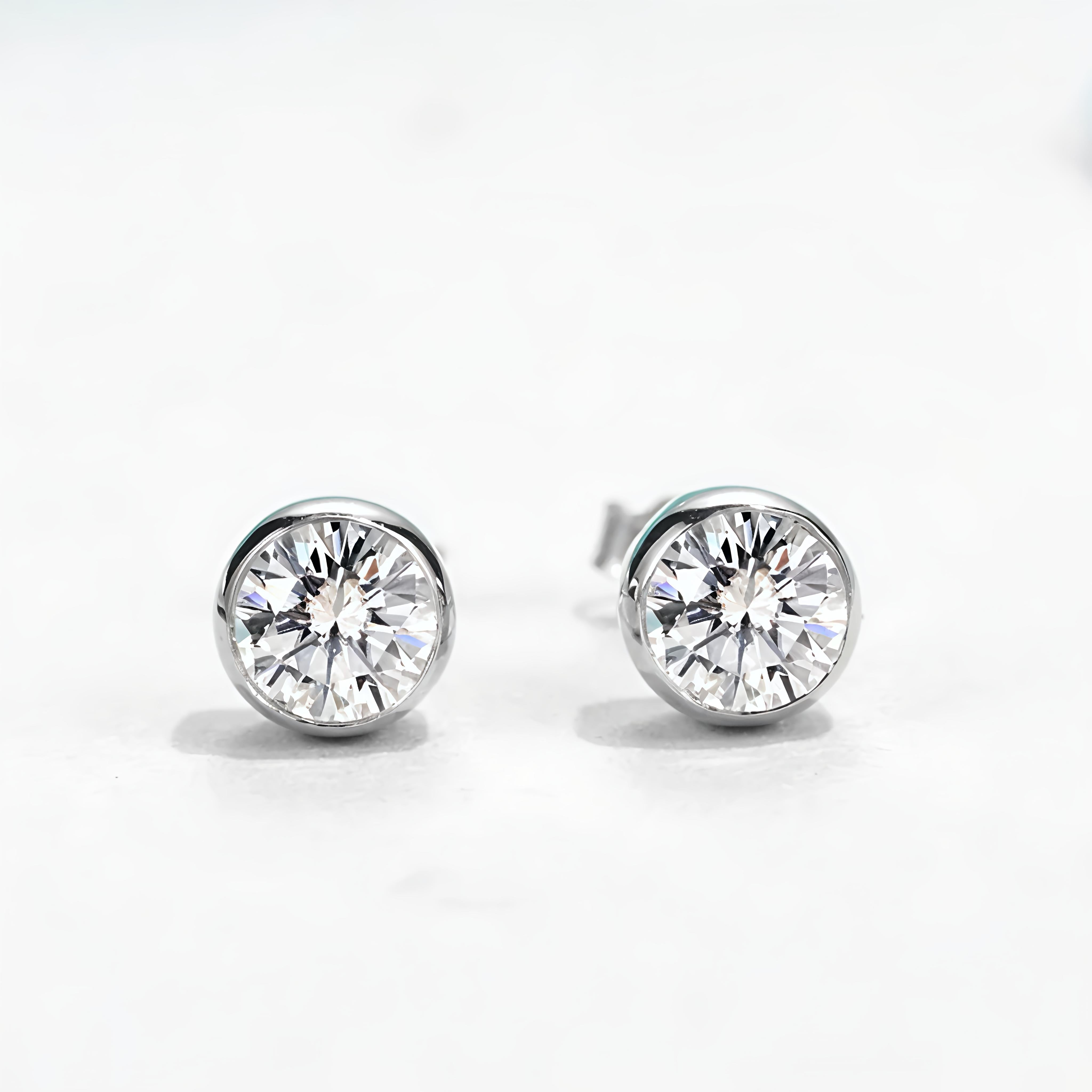 Eternal Glow Moissanite Stud Earrings – 1 Carat Round Moissanite Diamond Earrings in 925 Sterling Silver 💎 | Classic & Timeless Elegance