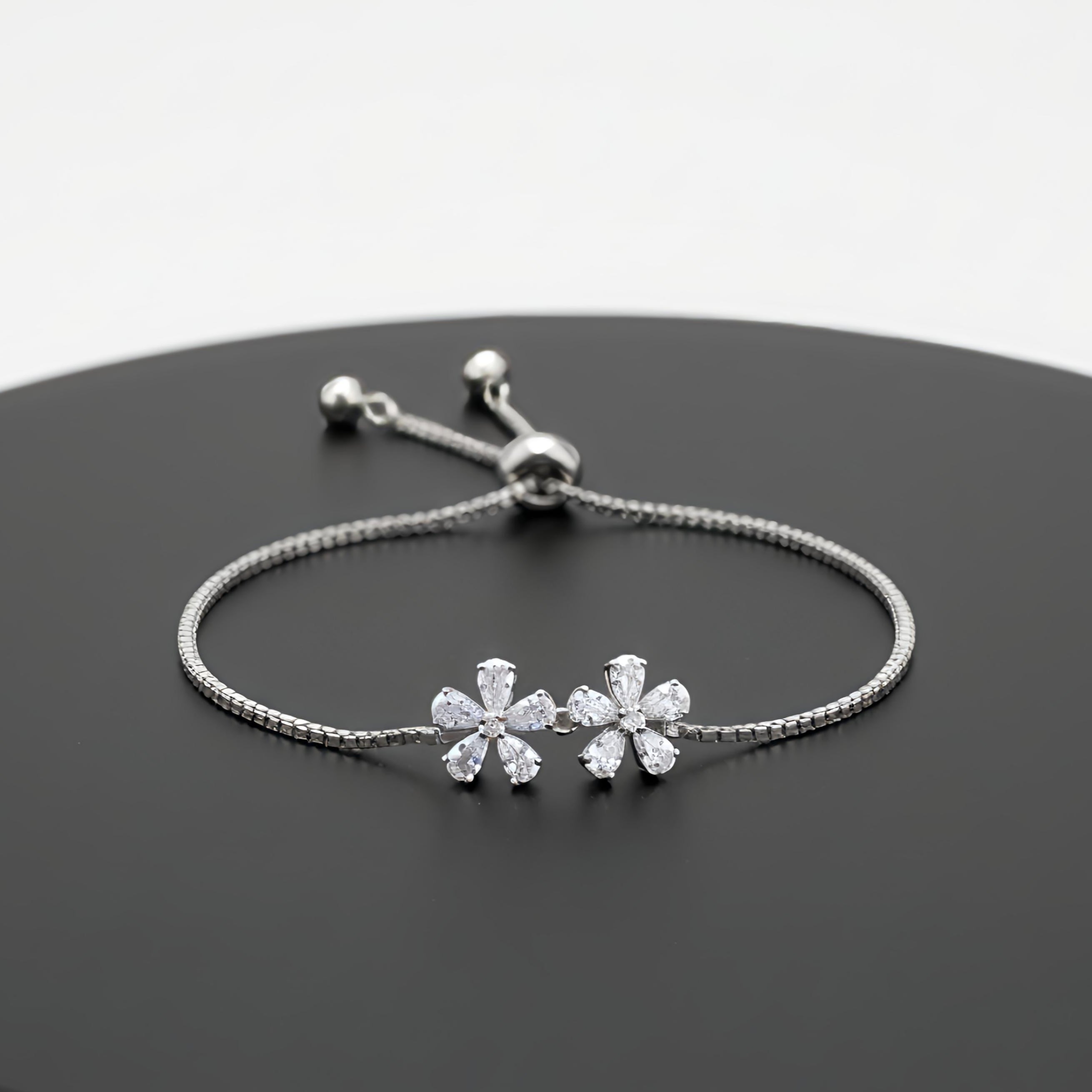 Blossom Grace Moissanite Bracelet – Floral Diamond Bracelet in 925 Sterling Silver 💎 | Elegant & Timeless Jewelry for Women