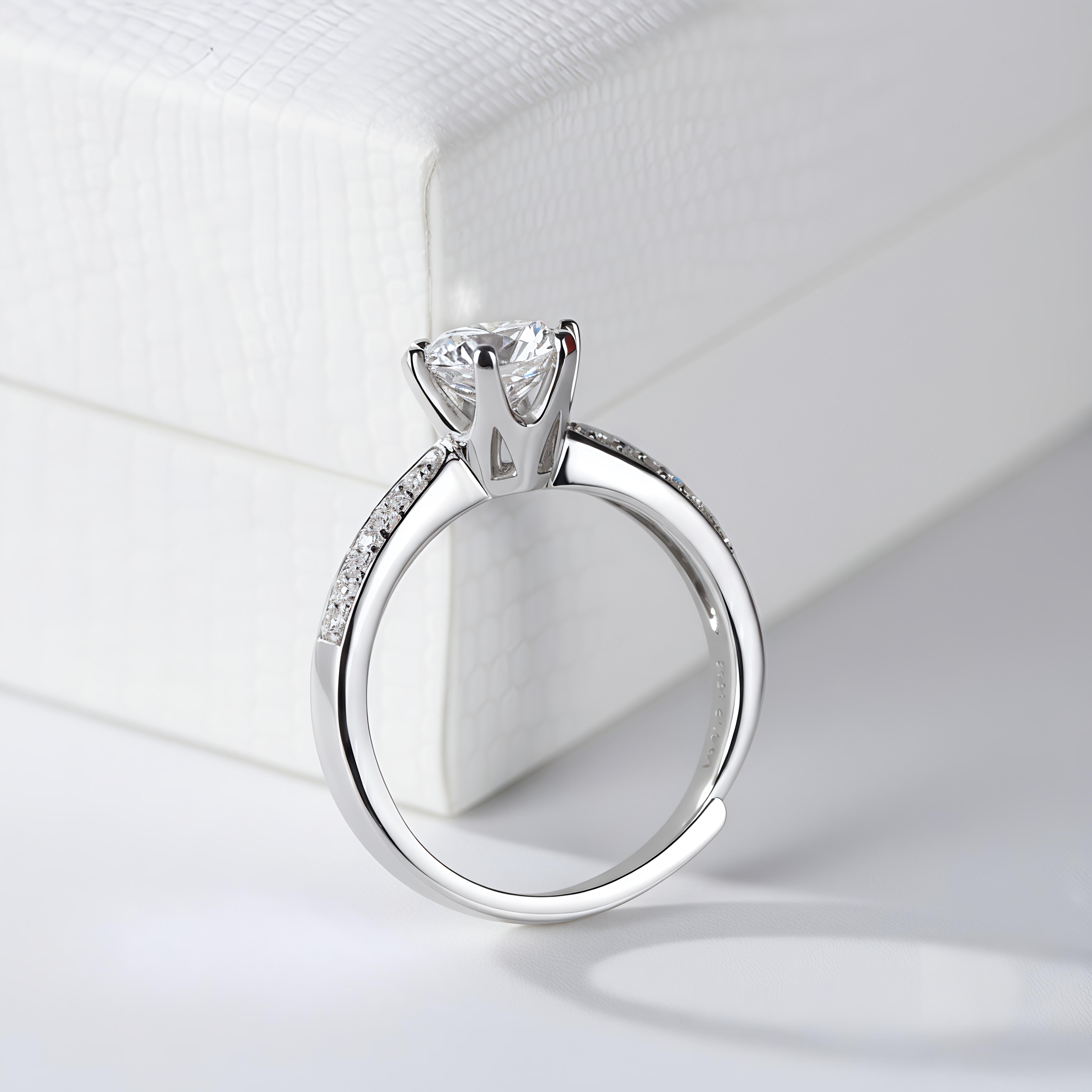 Lumine Solitaire Moissanite Ring – 1 Carat Round-Cut Moissanite Diamond Ring in 925 Sterling Silver | Pavé Band Engagement Ring 💎