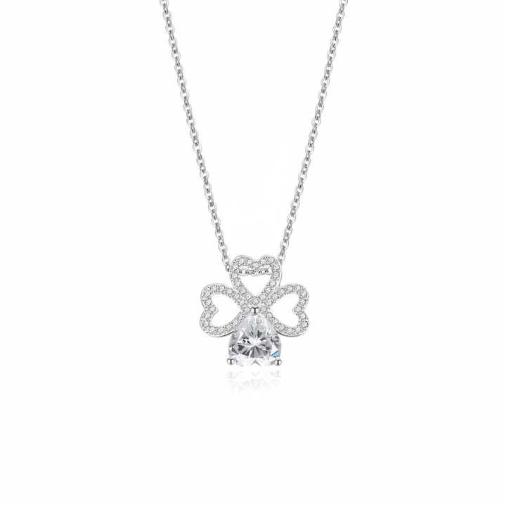 Amora Clover Moissanite Necklace 💖 | 0.80 Ct Heart Diamond Pendant in 925 Sterling Silver
